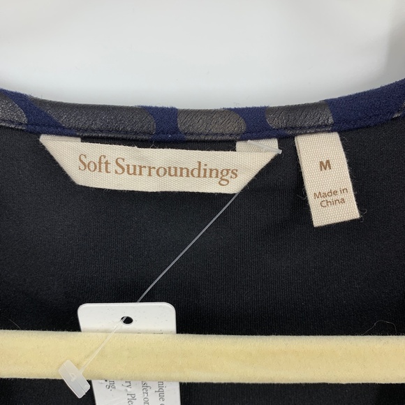 Soft Surroundings Blue & Bronze Floral Moleskin Open Front Jacket Topper Sz M - Picture 5 of 9